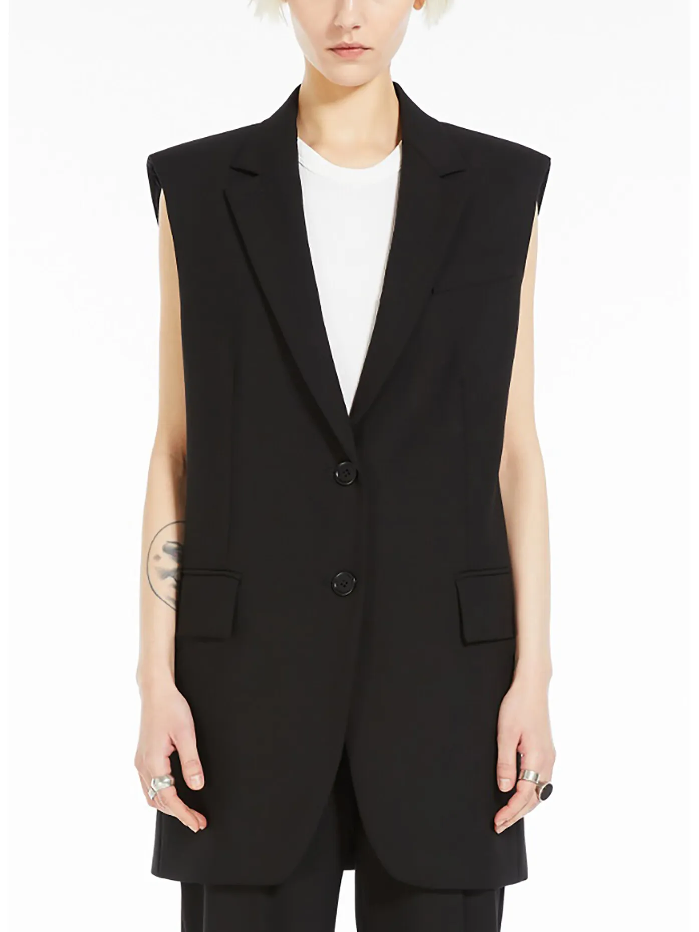     -SPORTMAX    -BLAZER SMANICATO IN LANA-