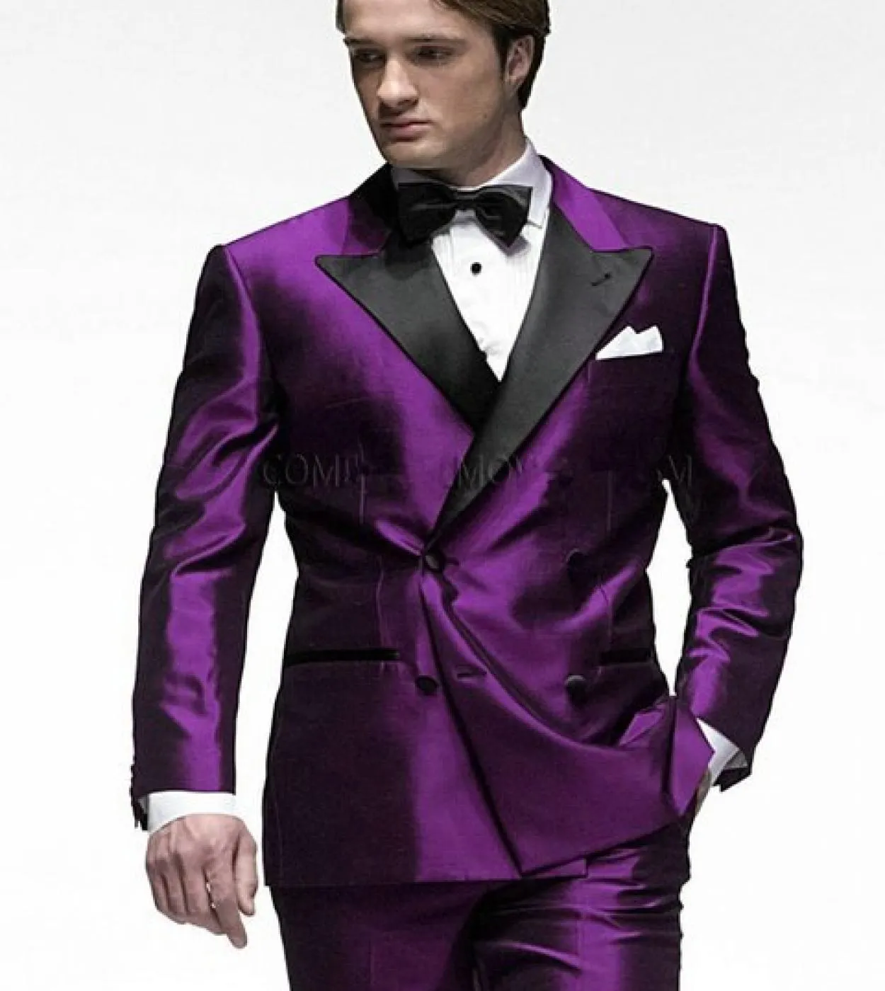 2022 Best Selling Peak Lapel Double Breasted Men Wedding Suits Purple Groom Tuxedos For Men Prom Suits Groomsman Jacket