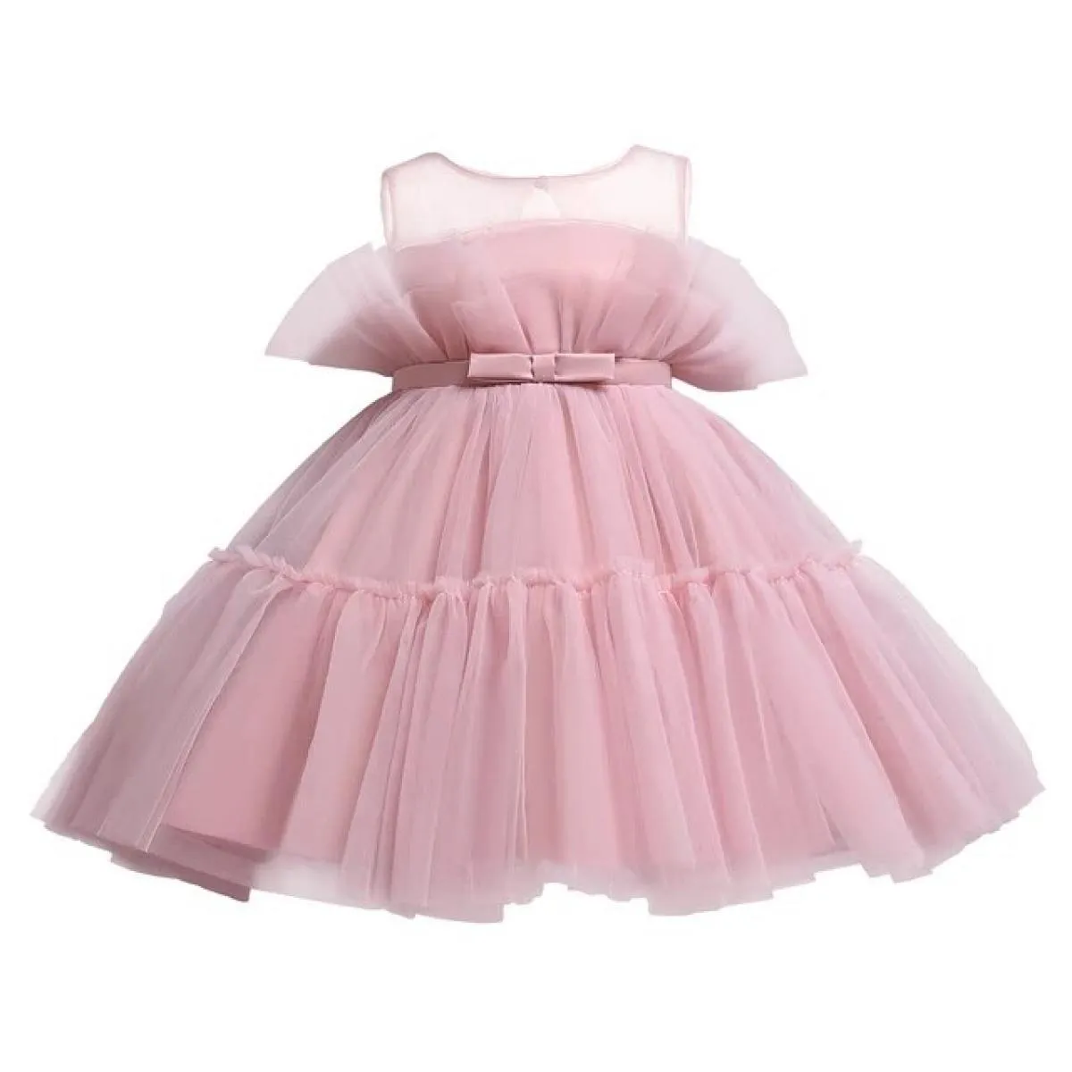 2023 New Pink Girls Dress Elegante principessa con paillettes gonfio abito da festa Abiti da ragazza di fiori per abito da sposa