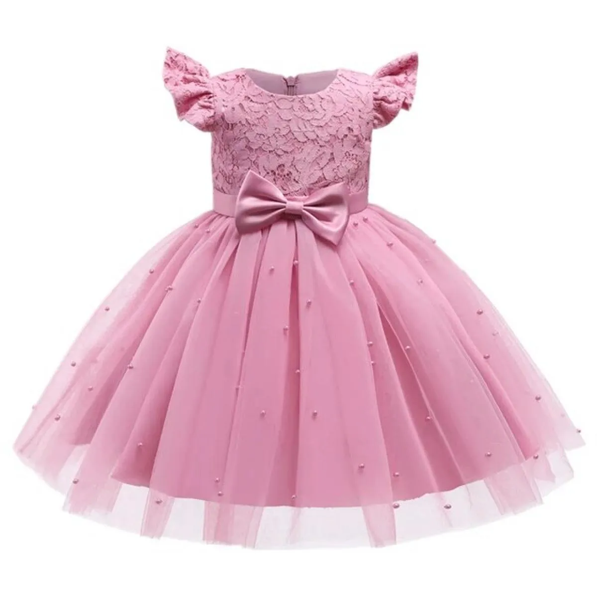 2023 New Pink Girls Dress Elegante principessa con paillettes gonfio abito da festa Abiti da ragazza di fiori per abito da sposa