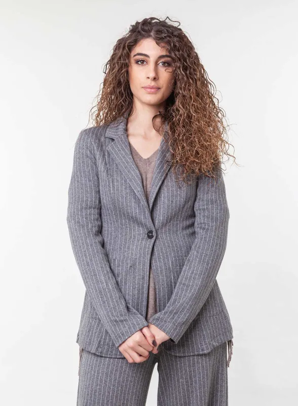 Blazer donna gessato grigio - Pennyblack