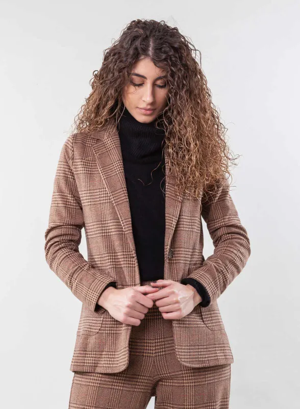 Blazer donna quadri marrone - Pennyblack