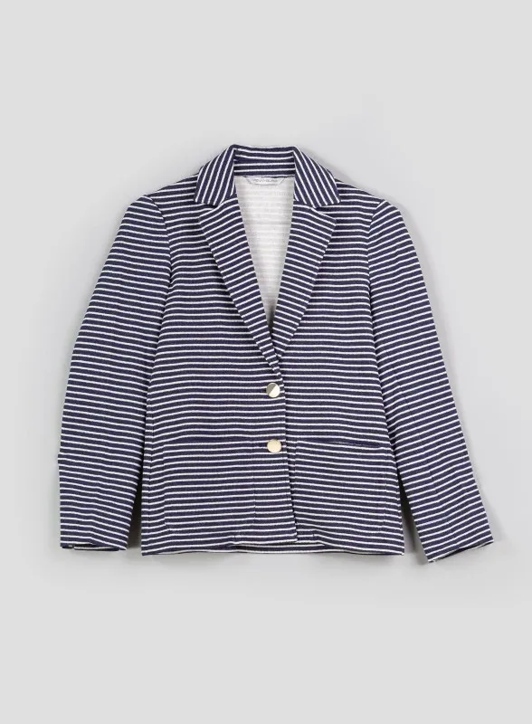Blazer in jersey piquet rigato bianco e blu - Pennyblack