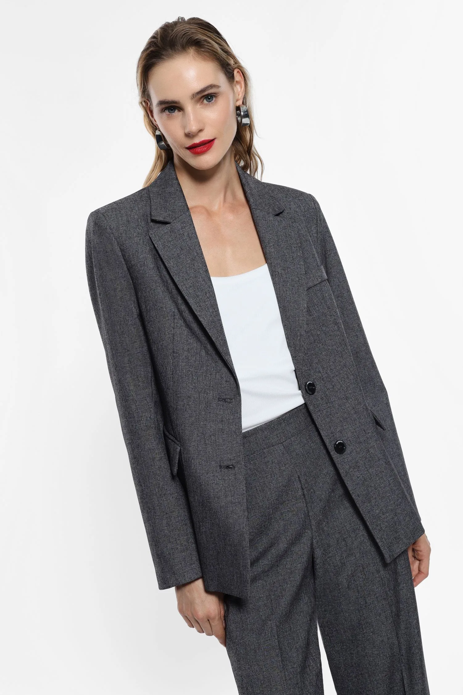  Blazer monopetto effetto melange     