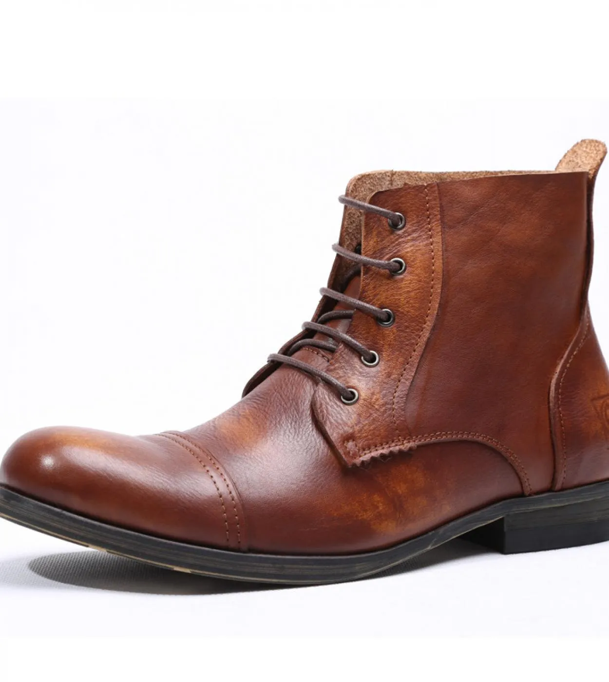 Classic British Men Boots Luxury Genuine Leather Handmade Quality Lace Up Round Toe Anke Casual Botas For Male 2023 Work