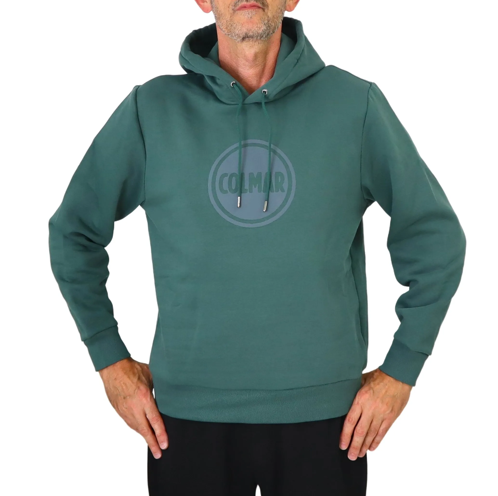COLMAR felpa uomo cappuccio cotone logo 6248 1WX MODISH 681 VERDE inverno 2024