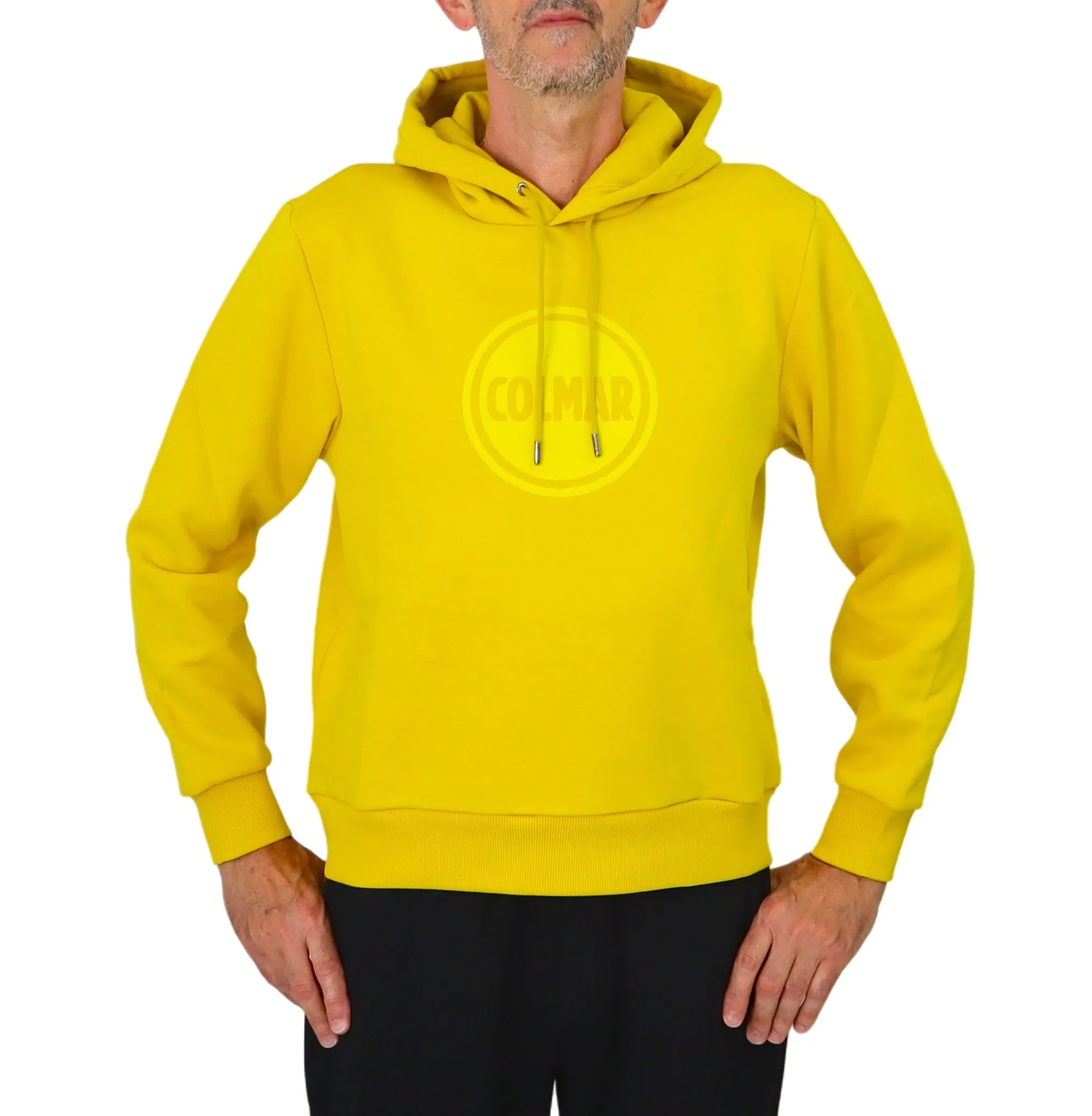 COLMAR felpa uomo cappuccio cotone logo 6248 1WX MODISH 683 GIALLO inverno 2024