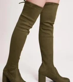 Comemore Autumn Winter Mid Heel Highheeled Over The Knee Long Womens Boots Elastic Plus Size 43 Thigh High Sock Booties