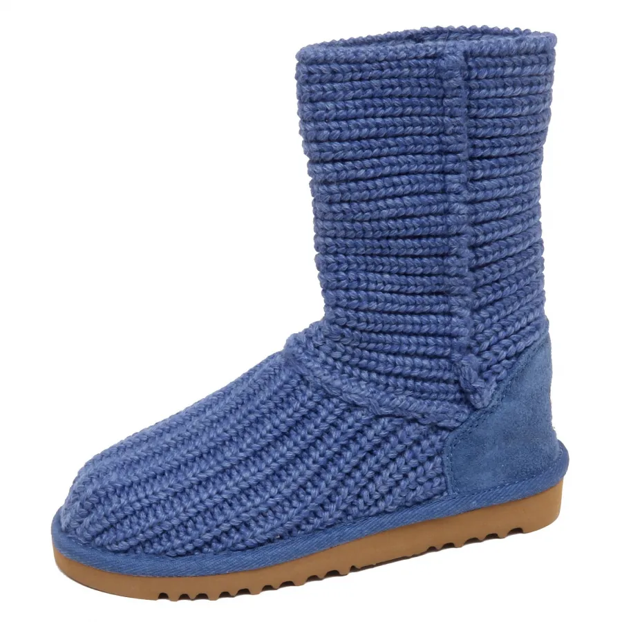 F3542 (NO BOX) stivale bimba girl UGG scarpe wool shoe boot blue melange