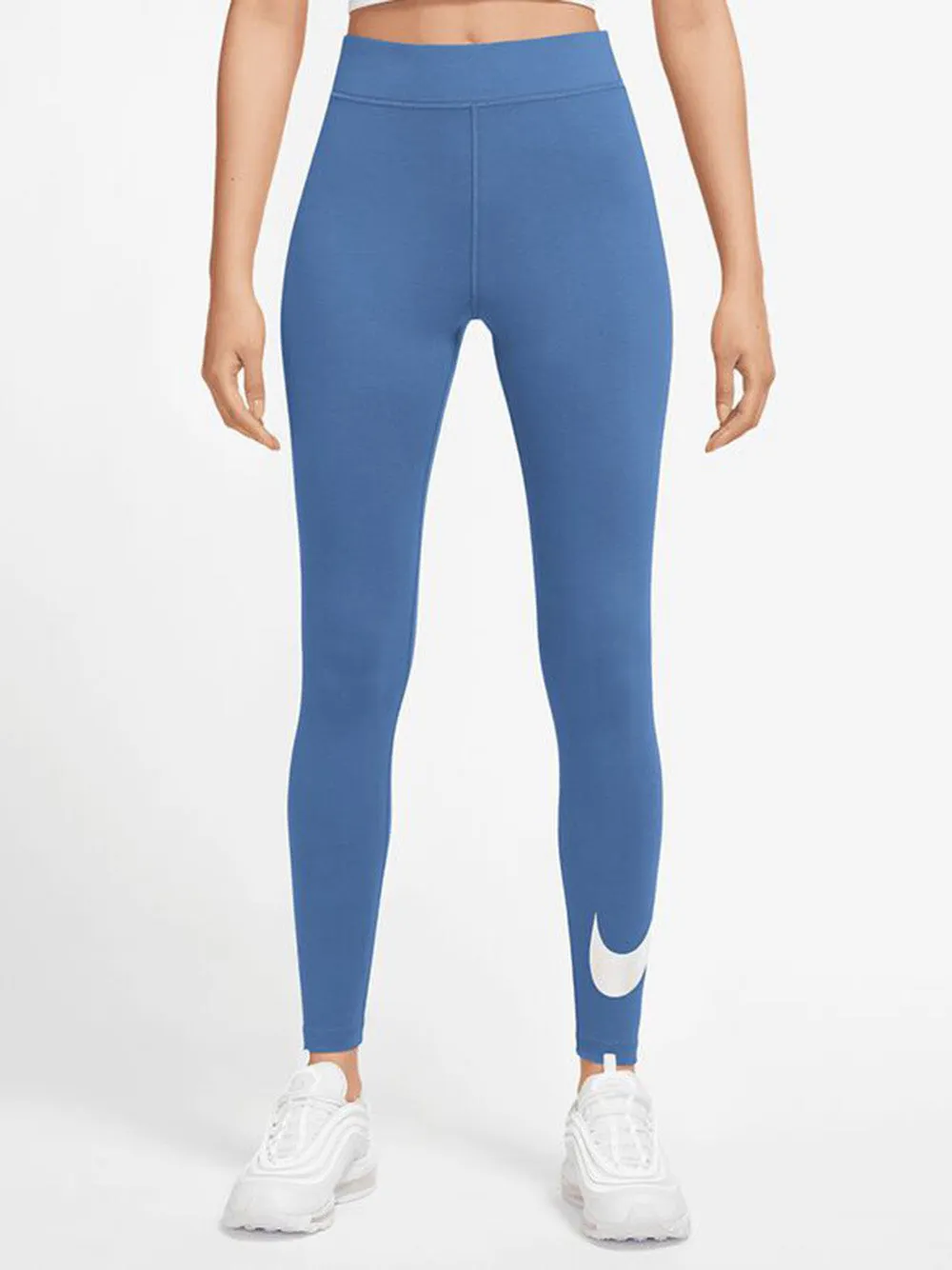 Leggings Nike Azzurro in Jersey di cotone con Big Logo basso