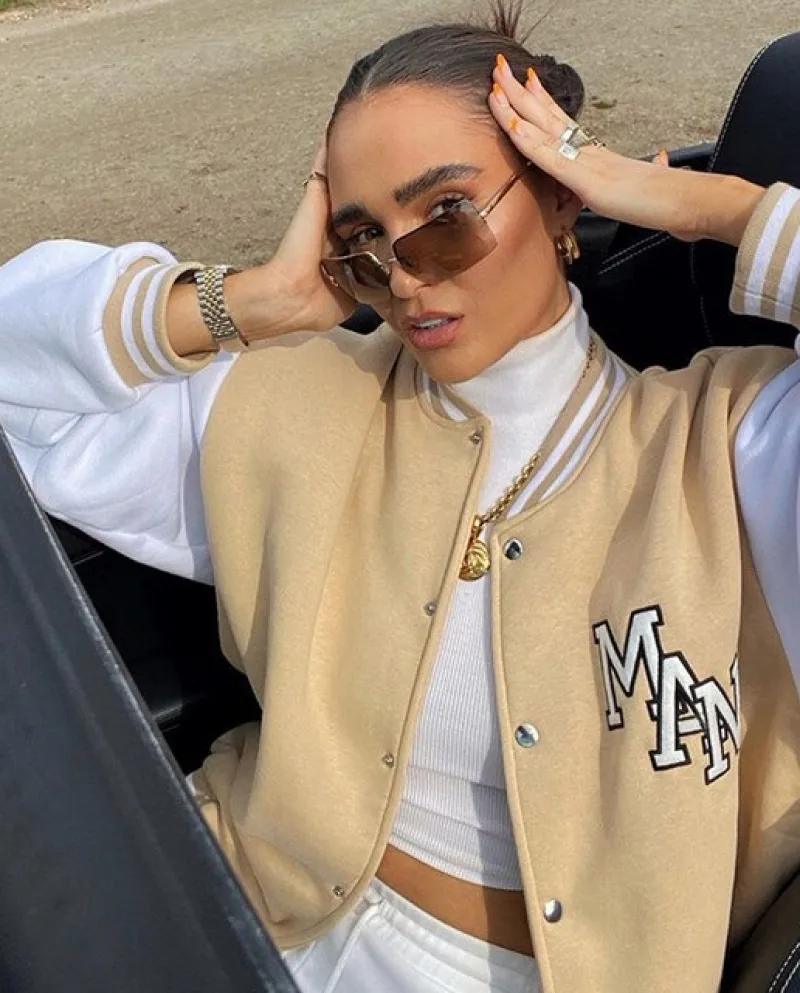 Oversized Baseball Jacket Varsity 2022 New Women Patchwork Tops Vibe Style Fashion Loose Coat Letter Embroidery Bomber J