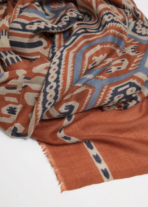Stola in cashmere Iban Borneo Arancio Azzurro
