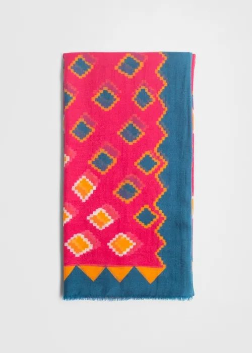Stola in cashmere light Geometric Fucsia e Blu