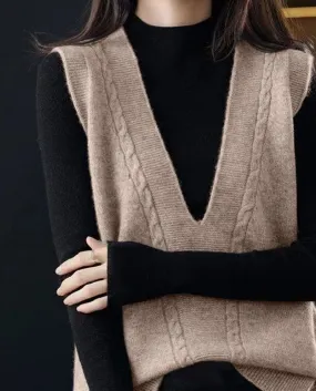 Womens V Neck Solid Color Sweater Vest High School Sleeveless Knitted Vest Autumn Winter Knitwear Women Knitted Tops 202